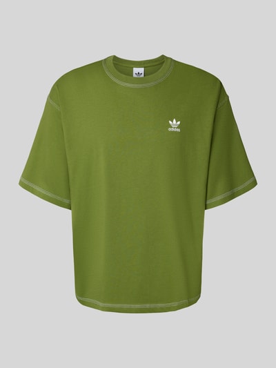 adidas Originals T-shirt met labelstitching en ronde hals Olijfgroen - 2