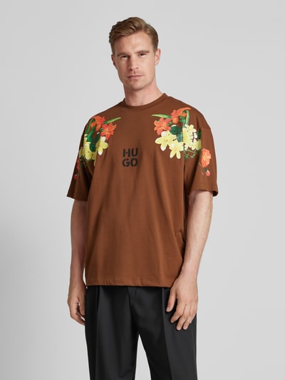 HUGO Oversized T-Shirt mit Label-Print Modell 'Diblostee' Mittelbraun 4