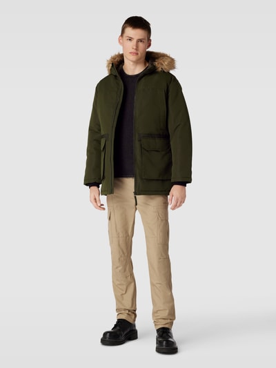 Jack & Jones Parka mit Kunstfellbesatz Modell 'EWING' Oliv 1