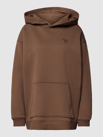 Jake*s Casual Hoodie met motiefstitching Middenbruin - 2