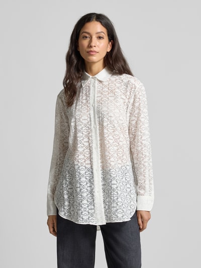 HUGO Oversized blouse van viscosemix, model 'THE OVERSIZE SHIRT' Wit - 4