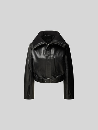 Victoria Beckham Lederjacke mit Paspeltasche Black 2