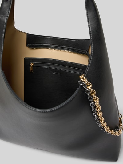 Seidenfelt Handtasche mit Label-Detail Modell 'LAINIO' Black 5