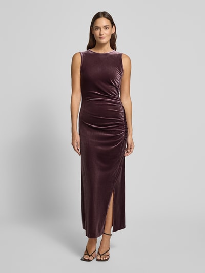 LOLLYS LAUNDRY Maxikleid mit Raffugen Modell 'Luton' Aubergine 4