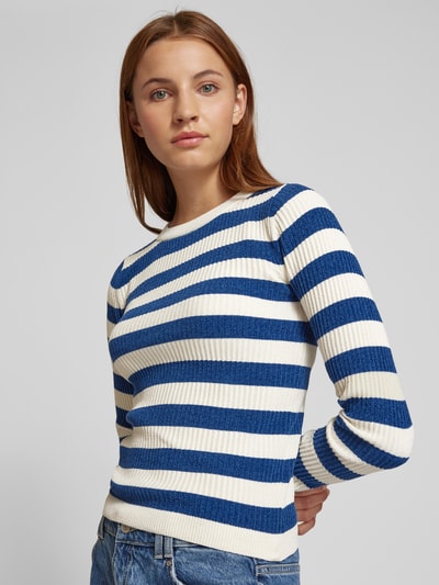 Vero Moda Slim Fit Strickpullover mit Streifenmuster Modell 'CHILI' Marine 3