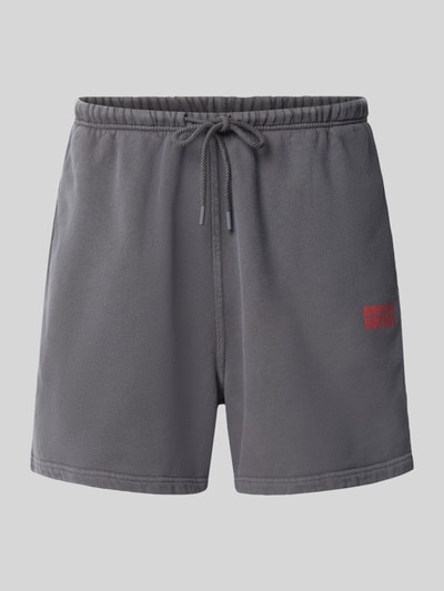 Produktfoto, Shorts mit Logo Modell 'PLIZZY' von American Vintage in Grau, Baumwolle, Relaxed Fit, Tunnelzugbund, sichtbare Textur