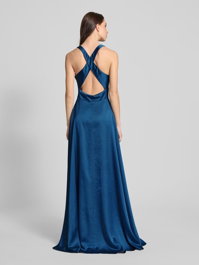 Luxuar Abendkleid mit tiefem V-Ausschnitt Dunkelblau 5