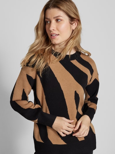 Vero Moda Regular fit gebreide pullover met two-tone-motief, model 'NANCY' Zwart - 3