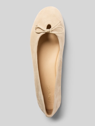 INUOVO Ballerina's van leer met strikdetail Zand - 3