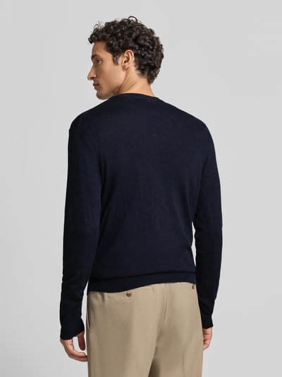 Casual Friday Regular fit gebreide pullover van mix van katoen en kasjmier Donkerblauw - 5