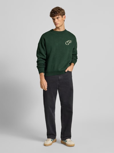 PROHIBITED Oversized Strickpullover mit Label-Print Dunkelgruen 1