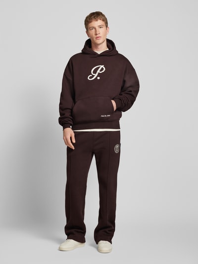 PROHIBITED Sweatpants met elastische band, model 'Camden' Donkerbruin - 1