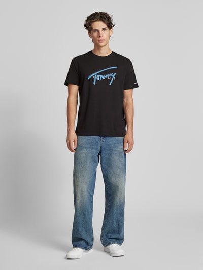 Tommy Jeans T-shirt met labelprint Zwart - 1