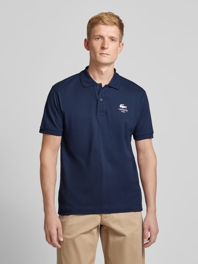 Lacoste Poloshirt met labelprint, model 'Piquet' Donkerblauw - 4