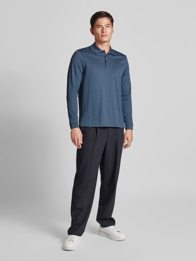 RAGMAN Longsleeve mit Polokragen Marine 1