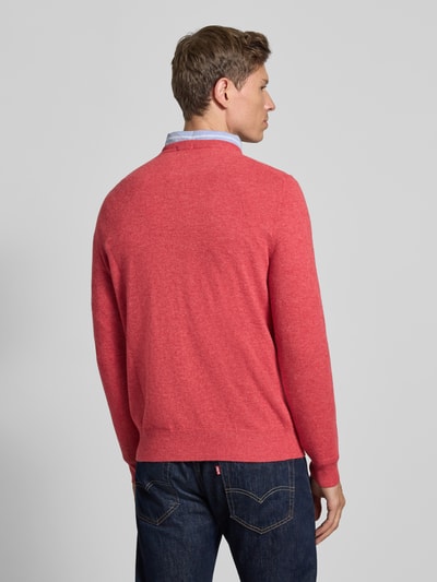 Christian Berg Men Strickpullover aus Wolle-Kaschmir-Mix mit V-Ausschnitt Metallic Rosa Melange 5