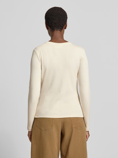 Jake*s Casual Shirt met lange mouwen in riblook met ronde hals Ecru - 5