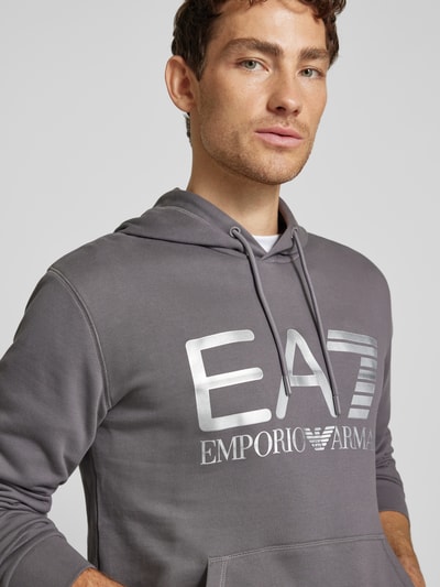 EA7 Emporio Armani Hoodie met labelprint Middengrijs - 3