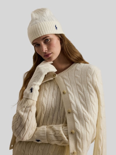 Polo Ralph Lauren Mütze aus Woll-Mix mit Logo-Stitching Offwhite 1