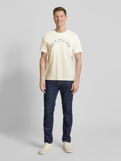 Tommy Hilfiger T-shirt met labelprint Beige - 1