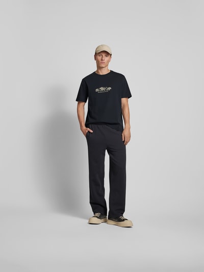 MAISON KITSUNE T-Shirt mit geripptem Rundhalsausschnitt Black 1