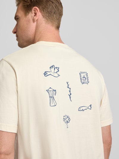 Forét T-Shirt aus Escorial Wolle mit Logo-Stitching Modell 'FIN' Offwhite 3