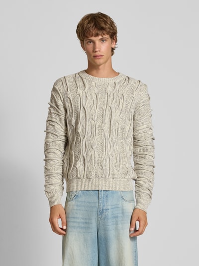 REVIEW Gebreide pullover met ronde hals Ecru gemêleerd - 4