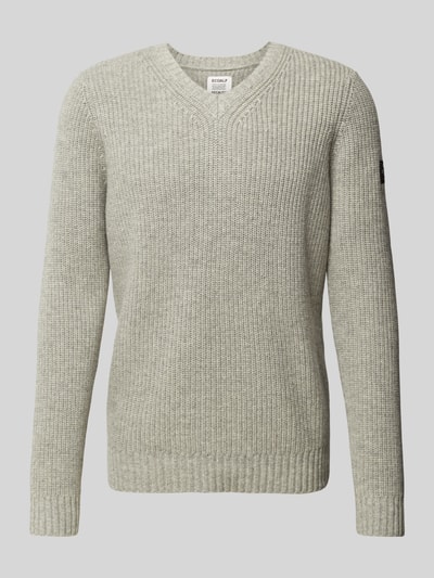 ECOALF Gebreide pullover met V-hals, model 'BOJALF' Lichtgrijs - 2