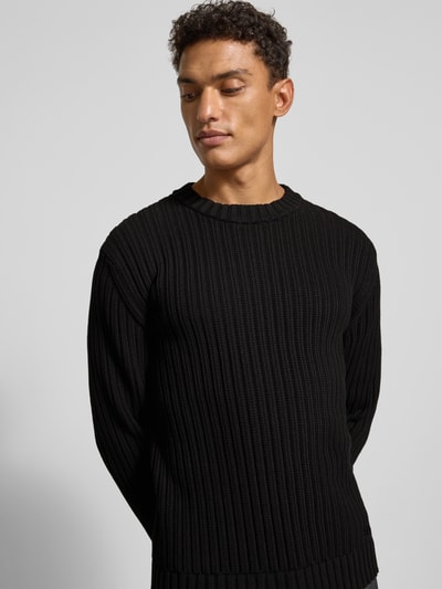 HUGO Regular Fit Strickpullover aus reiner Baumwolle Modell 'SRIBBEN_1' Black 3