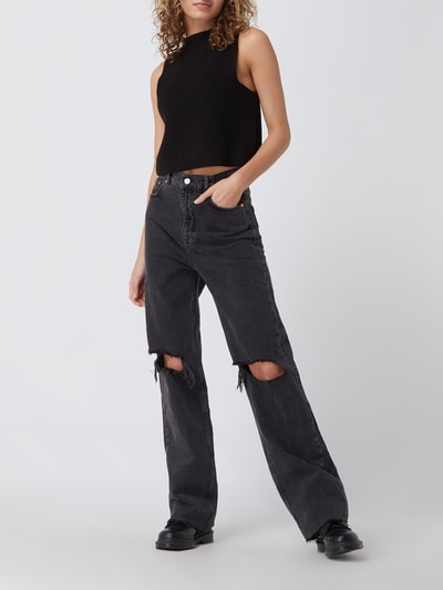 REVIEW Wide Leg High Rise Jeans mit Stretch-Anteil Schwarz 1
