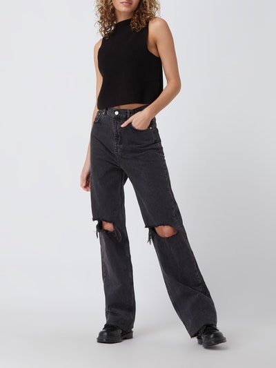 Review Wide leg high rise jeans met stretch Zwart - 1