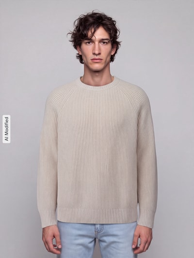 Selected sweter z bawełny w kroju regular fit z czystej bawełny model 'BRAUN' Złamany biały 4