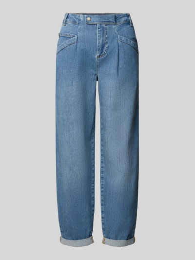 Produktfoto, Loose Fit Jeans im 5-Pocket-Design Modell 'Studio Pants 406' von Buena Vista aus Baumwoll-Mix mit Stretch, blaue Farbe, umgeschlagener Saum, sichtbare Nähte, strukturierte Oberfläche