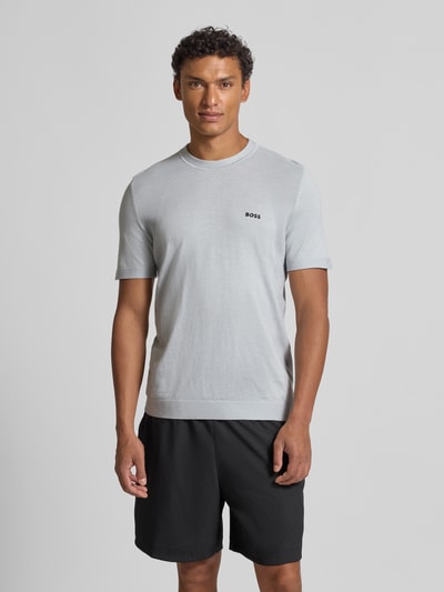 BOSS Green Regular fit T-shirt van katoenmix, model 'MOMENTUM' Lichtgrijs - 4