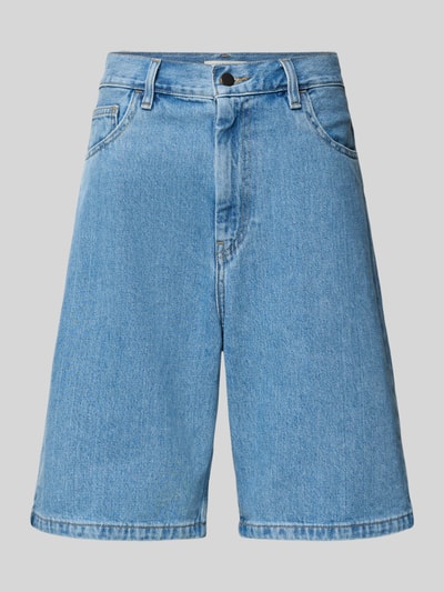 Produktfoto, Relaxed Fit Jeans Shorts aus reiner Baumwolle Modell 'Brandon' von Carhartt Work In Progress in Hellblau mit 5-Pocket-Design, strukturierte Denim-Textur