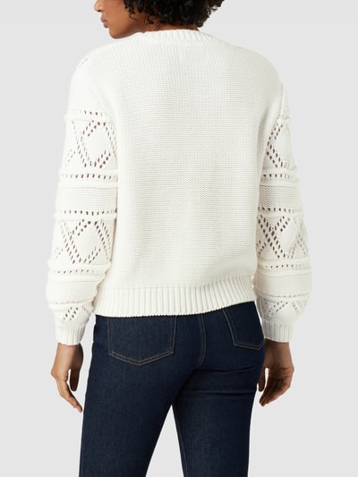 moves Sweter z dzianiny z ażurowym wzorem model ‘Cottana’ Biały 5