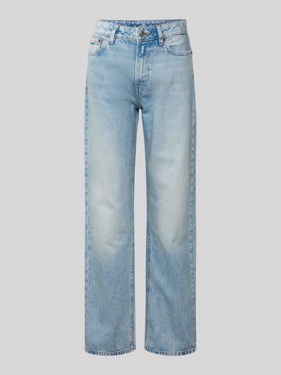 Calvin Klein Jeans Straight fit jeans met labeldetail Lichtblauw - 2