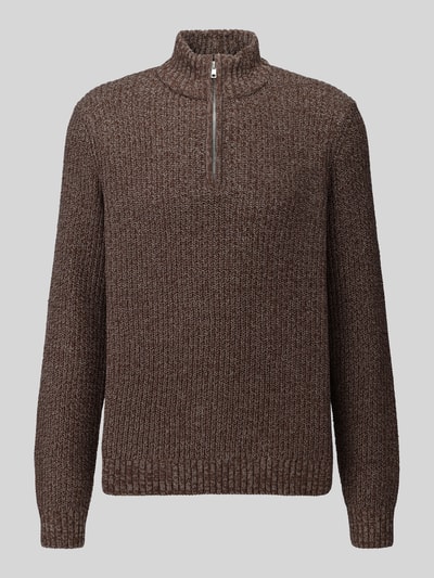 ONLY & SONS troyer o kroju regular fit z krótkim zamkiem błyskawicznym model 'JOIN' Średniobrązowy 2