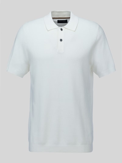 Produktfoto, Slim Fit Poloshirt mit Strukturmuster von Christian Berg Men in Weiß, reine Baumwolle, Kurzarm, Polokragen, feine Struktur