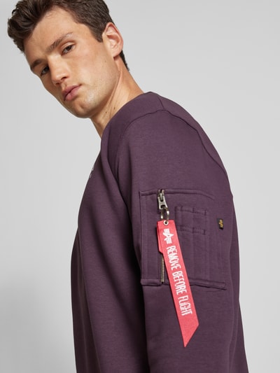 Alpha Industries Bluza z nadrukiem z logo i kieszenią zapinaną na zamek błyskawiczny Purpurowy 3