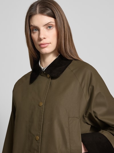 Gant Wide Fit Wachsjacke aus Baumwoll-Mix mit Pattentaschen Modell 'Barn' Dunkelgruen 3