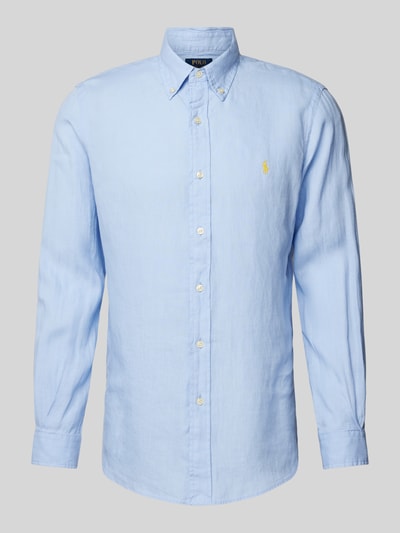 Polo Ralph Lauren Custom Fit Leinenhemd mit Label-Stitching Bleu 2