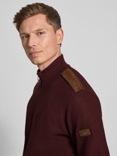 bugatti Sweatjacke mit Stehkragen Modell 'Selanik' Bordeaux 3