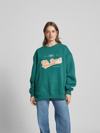 OH APRIL Sweatshirt mit Label-Stitching Dunkelgruen 4