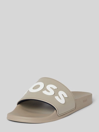 BOSS Slippers met labelprint, model 'Kirk' Lichtgrijs - 1