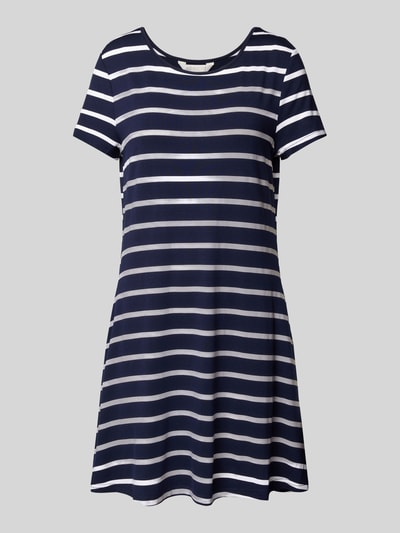 Apricot T-Shirt-Kleid aus Viskose mit Rundhalsausschnitt Marine 2