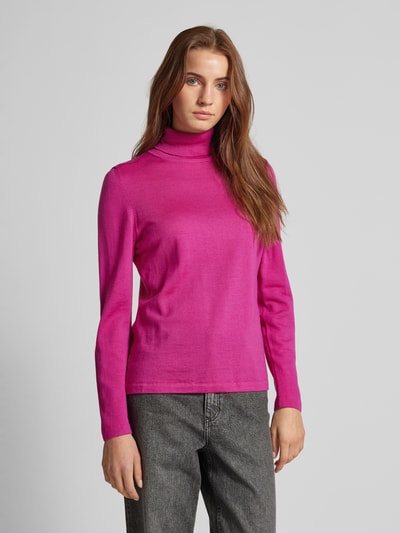 MAERZ Muenchen Rollkragenpullover mit gerippten Abschlüssen Fuchsia 4