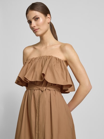 Essentiel Antwerp Tailliertes Trägerloses Kleid aus reiner Baumwolle  Mittelbraun 3