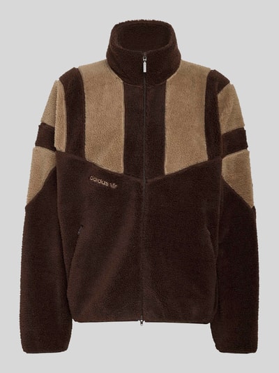 adidas Originals Relaxed Fit Teddyjacke mit Logo-Stickerei Dunkelbraun 2