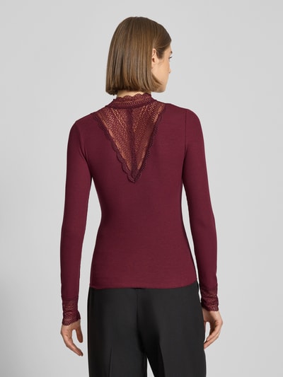 Only Bluzka z długim rękawem o kroju slim fit z mieszanki wiskozy model ‘TILDE’ Bordowy 5